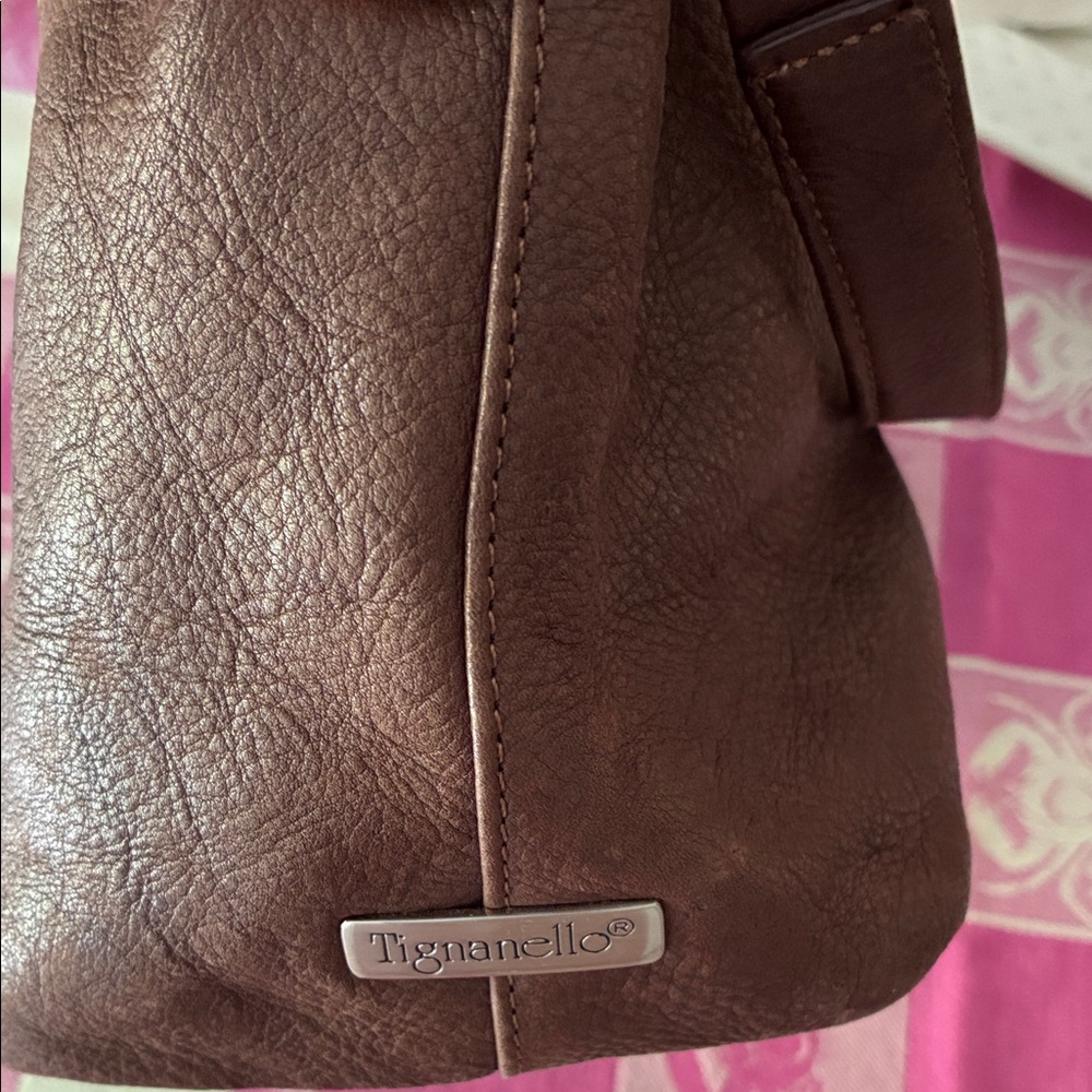Tignanello Rich Brown Leather Shoulder Bag
